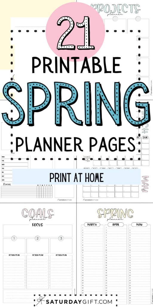 21 Printable Spring Planner Pages - Print at Home | SaturdayGift