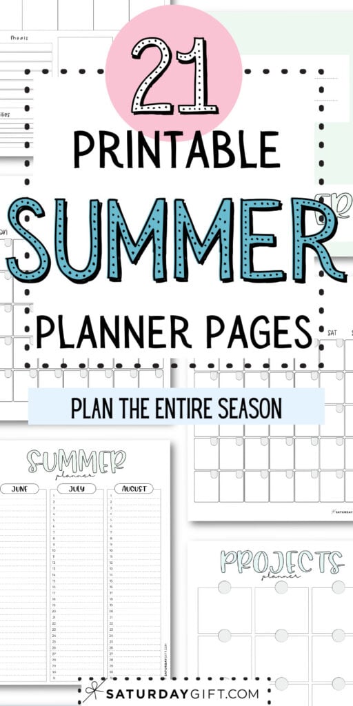 21 Printable Summer Planner Pages - Plan the Entire Season | SaturdayGift