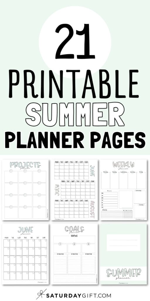 21 Printable Summer Planner Pages | SaturdayGift