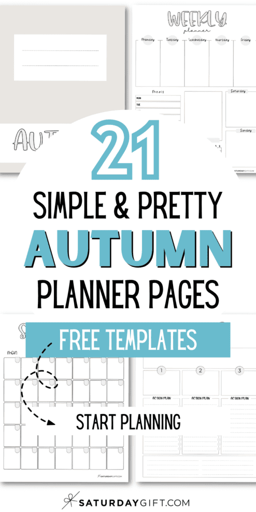 21 Simple & Pretty Autumn Planner Pages Free Templates - Start Planning | SaturdayGift