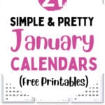 21 Simple & Pretty January Calendars - Free Printables | SaturdayGift