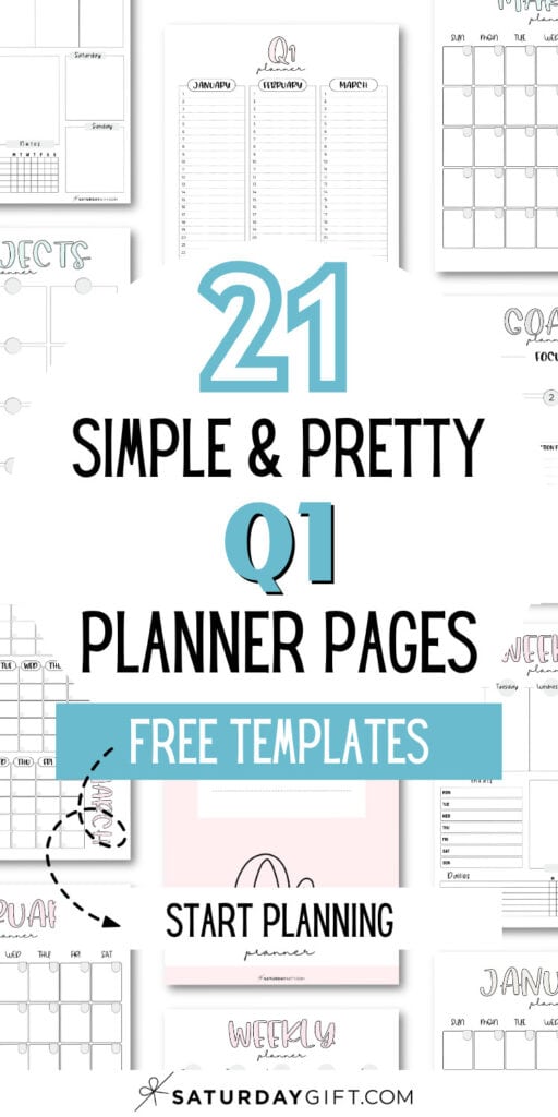 21 Simple & Pretty Q1 Planner Pages Free Templates - Start Planning | SaturdayGift