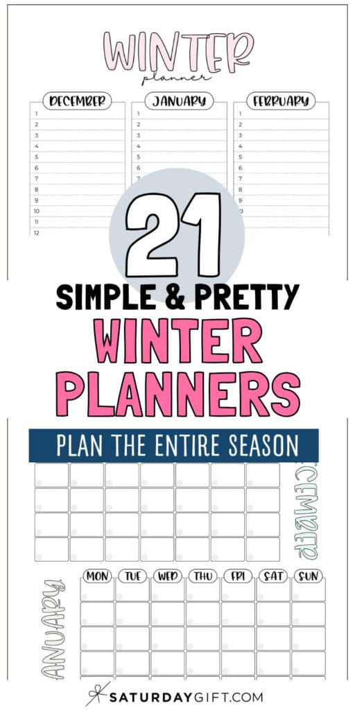 21 Simple & Pretty Winter Planners - Plan the Entire Season | SaturdayGift