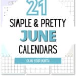 21 Simple and Pretty June Calendars | SaturdayGift