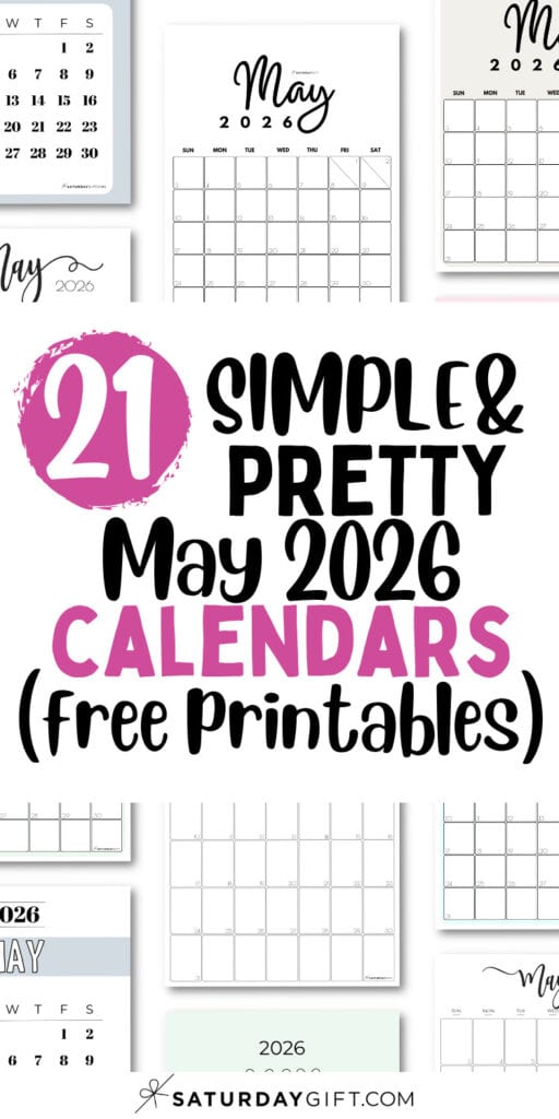 21 Simple and Pretty May 2026 Calendars | SaturdayGift
