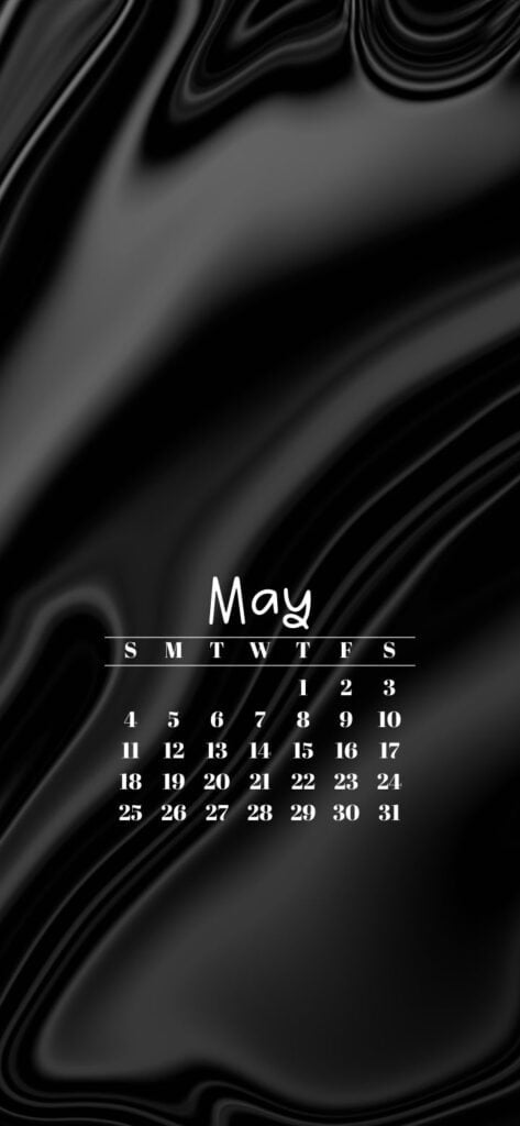 22. Black Satin Background & May 2025 Calendar SaturdayGift