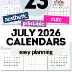 23 Aesthetic and Printable July 2026 Calendars | SaturdayGift