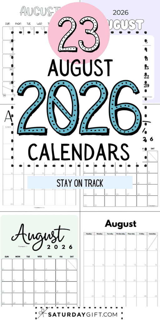23 August 2026 Calendars | SaturdayGift