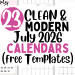 23 Clean and Modern July 2026 Calendars Free Templates | SaturdayGift