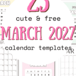 23 Cute & Free March 2027 Calendar Templates - Keep Track of Dates | SaturdayGift