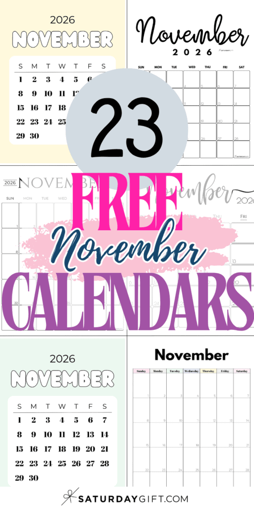 23 Free November Calendars | SaturdayGift