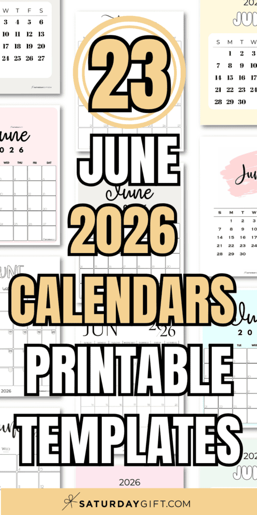 23 June 2026 Calendars Printable Templates | SaturdayGift