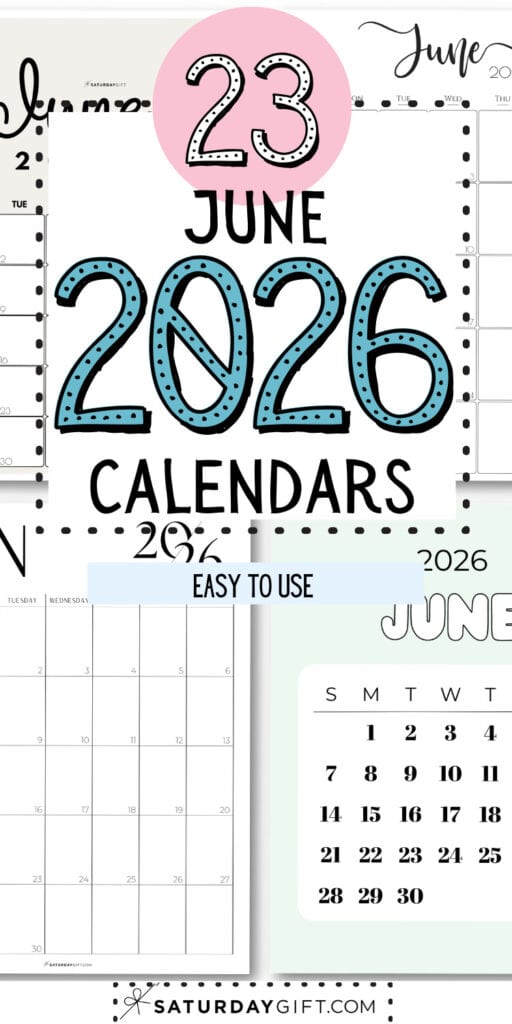 23 June 2026 Calendars | SaturdayGift