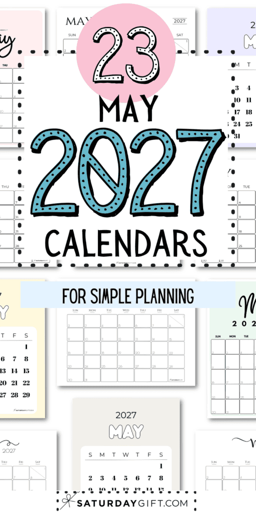 23 May 2027 Calendars - For Simple Planning | SaturdayGift