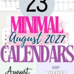23 Minimal August 2027 Calendars | SaturdayGift