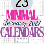 23 Minimal January 2027 Calendars | SaturdayGift