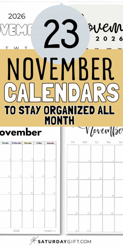 23 November Calendars to Stay Organized All Month | SaturdayGift