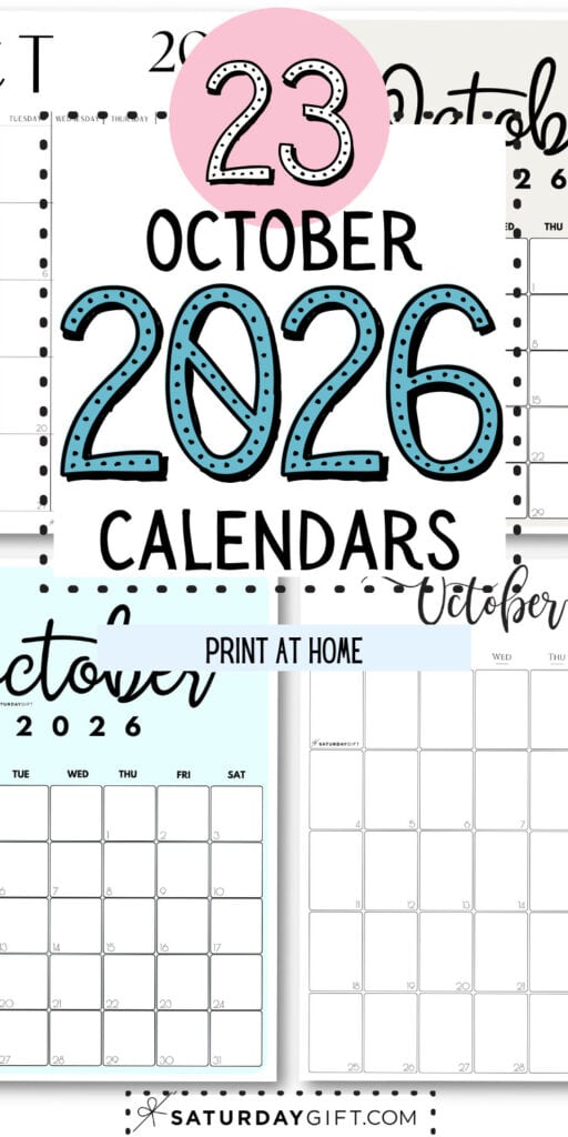 23 October 2026 Calendars | SaturdayGift