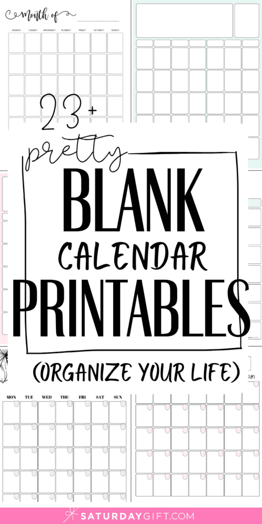 23+ Pretty Blank Calendars Printables | SaturdayGift