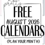 23 Pretty Free August 2026 Calendars | SaturdayGift