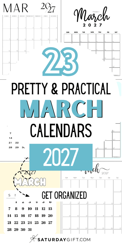 23 Pretty & Practical March Calendars 2027 - Get Organized | SaturdayGift