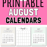 23 Printable August Calendars | SaturdayGift