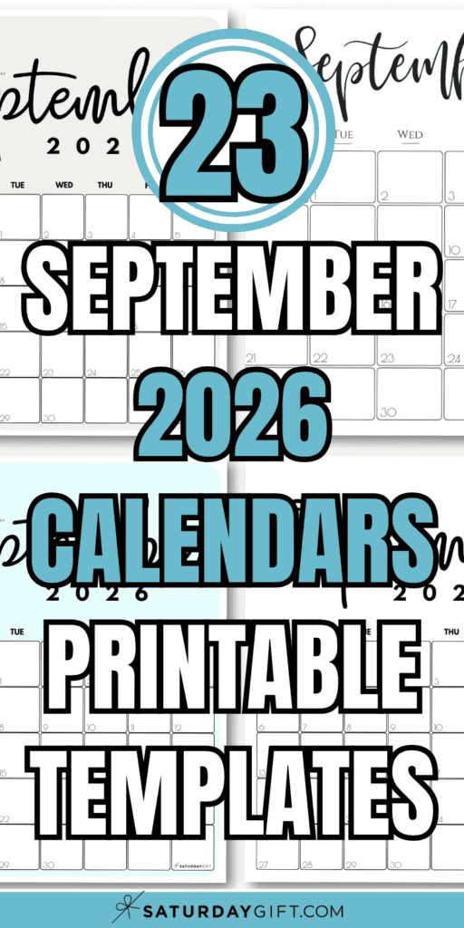 23 September 2026 Calendars Printable Templates | SaturdayGift