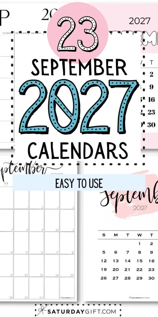 23 September 2027 Calendars - Easy to Use | SaturdayGift