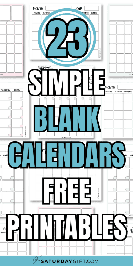 23 Simple Blank Calendars Free Printables | SaturdayGift