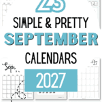 23 Simple & Pretty September Calendars 2027 - Plan Your Month | SaturdayGift