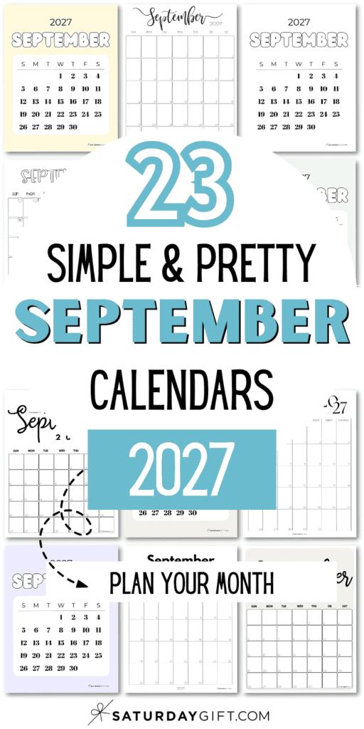 23 Simple & Pretty September Calendars 2027 - Plan Your Month | SaturdayGift