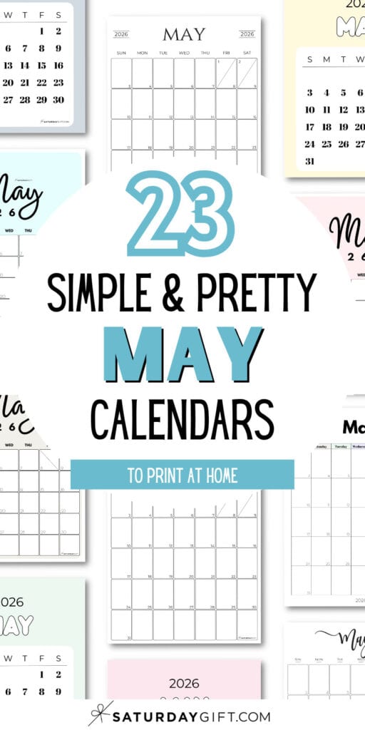 23 Simple and Pretty May Calendars | SaturdayGift