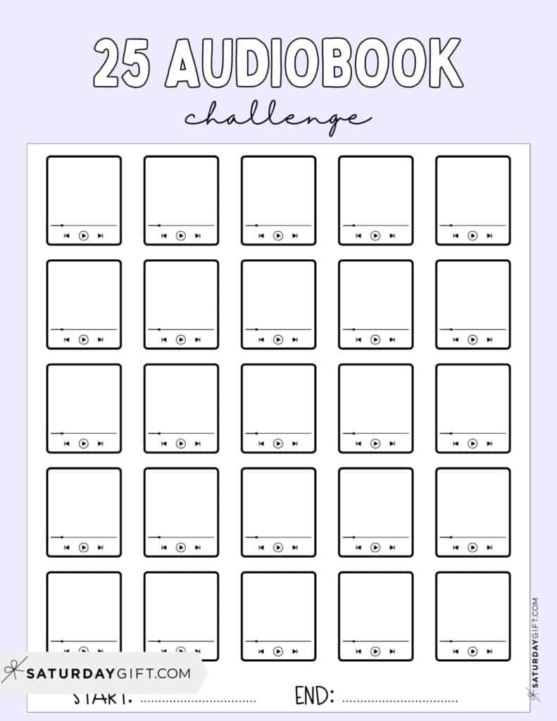25 Audiobook Challenge Printable Free Lilac