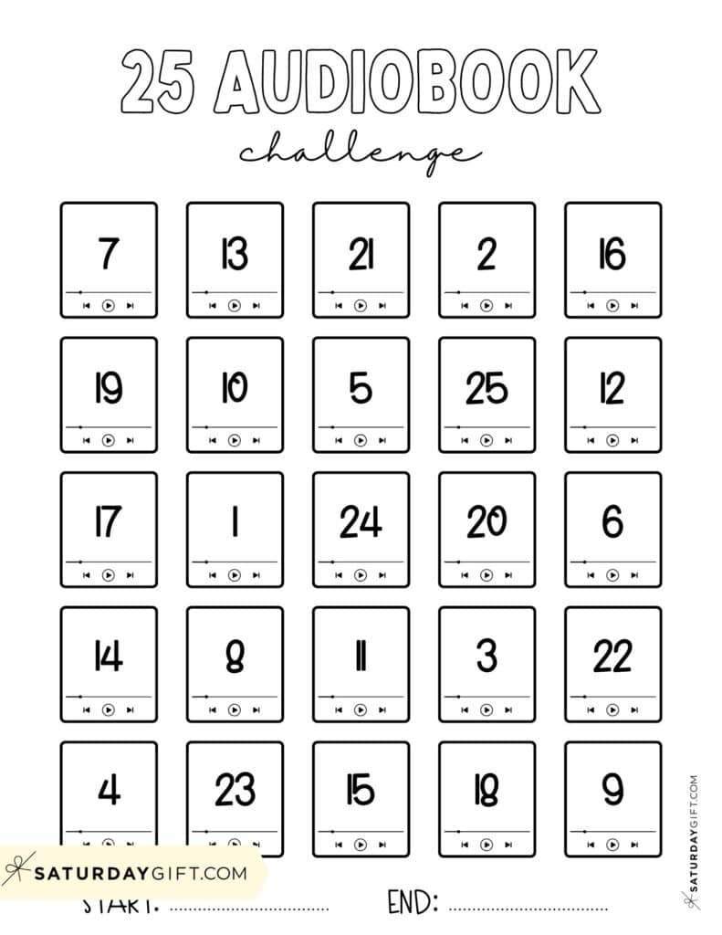 25 Audiobook Reading Tracker Challenge