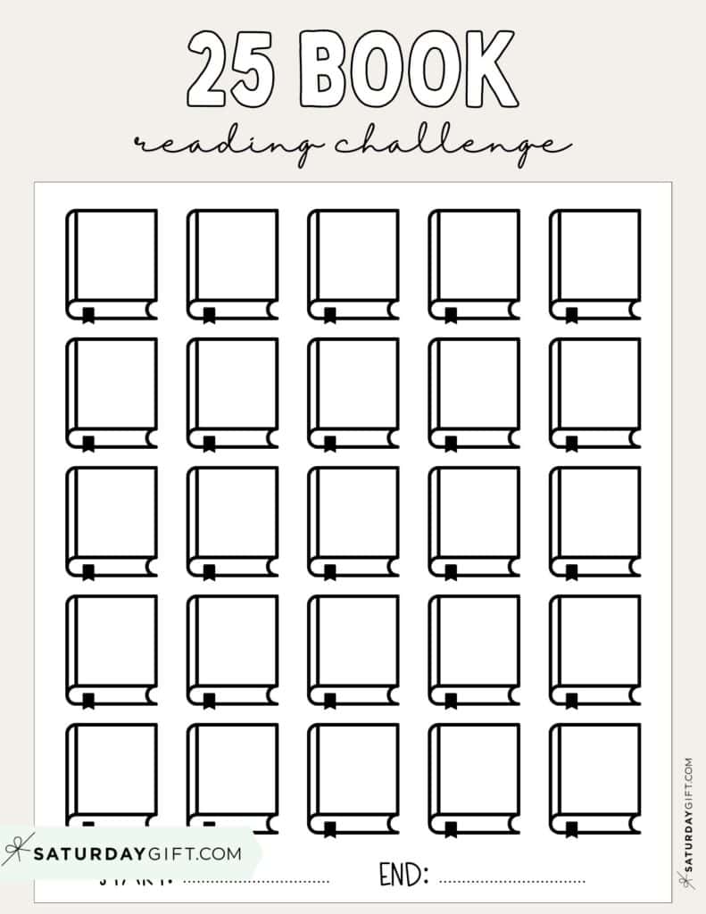 25 Book Challenge Printable Free Beige