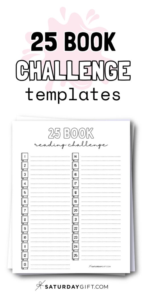 25 Book Challenge Printable | SaturdayGift