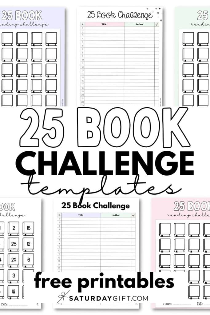 25 Book Challenge Template Aesthetic Free Printable PDFs | SaturdayGift