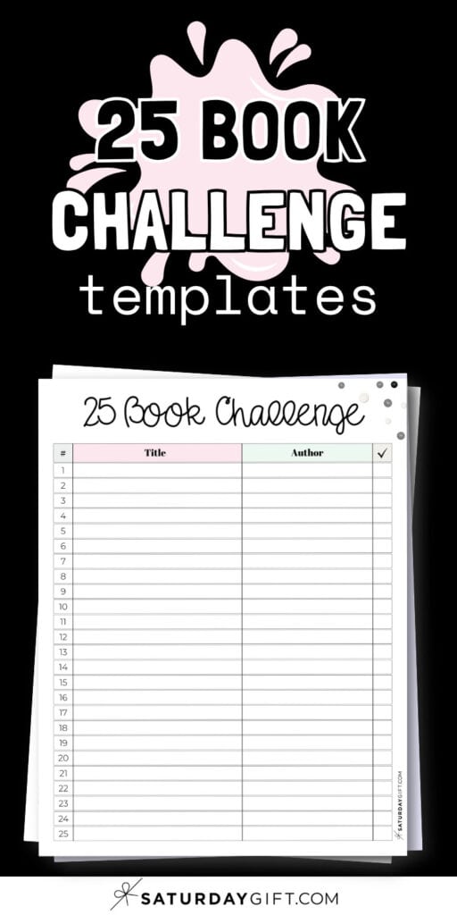 25 Book Challenge Template | SaturdayGift