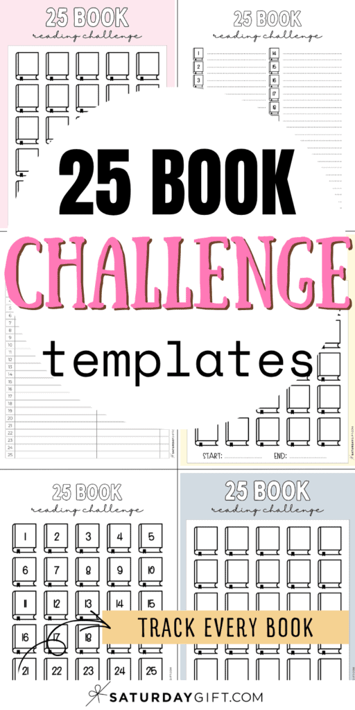 25 Book Challenge Templates - Track Every Book| SaturdayGift