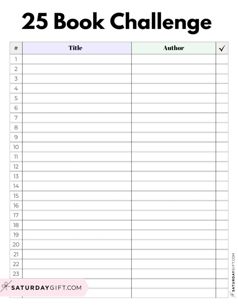 25 Book Reading List Challenge