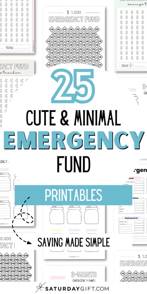 25 Cute and Minimal Emergency Fund Printables | SaturdayGift
