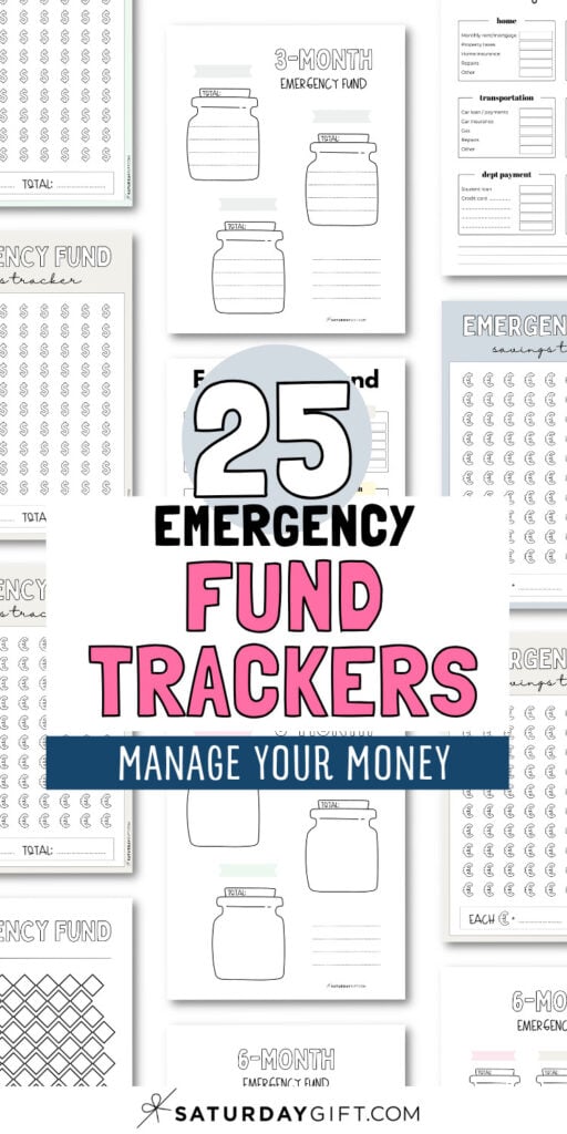 25 Emergency Fund Trackers - Manage Your Money | SaturdayGift