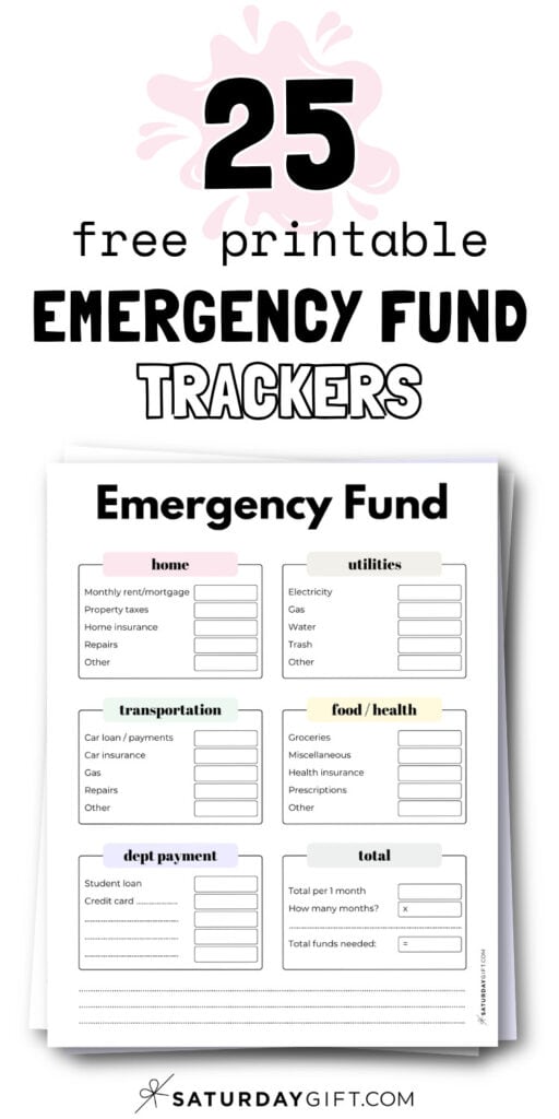 25 Free Printable Emergency Fund Trackers | SaturdayGift