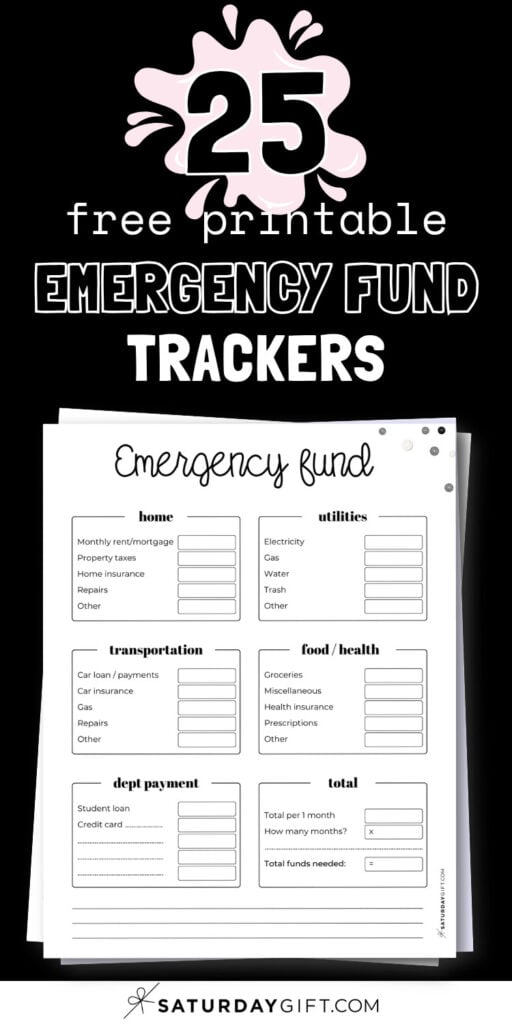 25 Printable Emergency Fund Trackers | SaturdayGift
