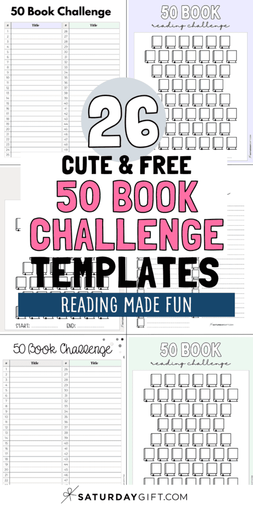 26 Cute & Free 50 Book Challenge Templates | SaturdayGift
