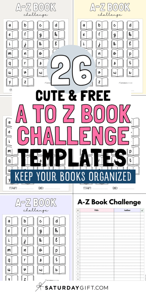 26 Cute & Free A to Z Book Challenge Templates | SaturdayGift