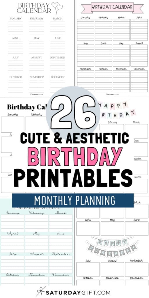 26 Cute and Aesthetic Birthday Printables | SaturdayGift