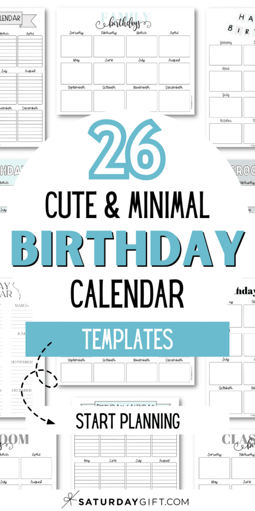 26 Cute and Minimal Birthday Calendar Templates | SaturdayGift