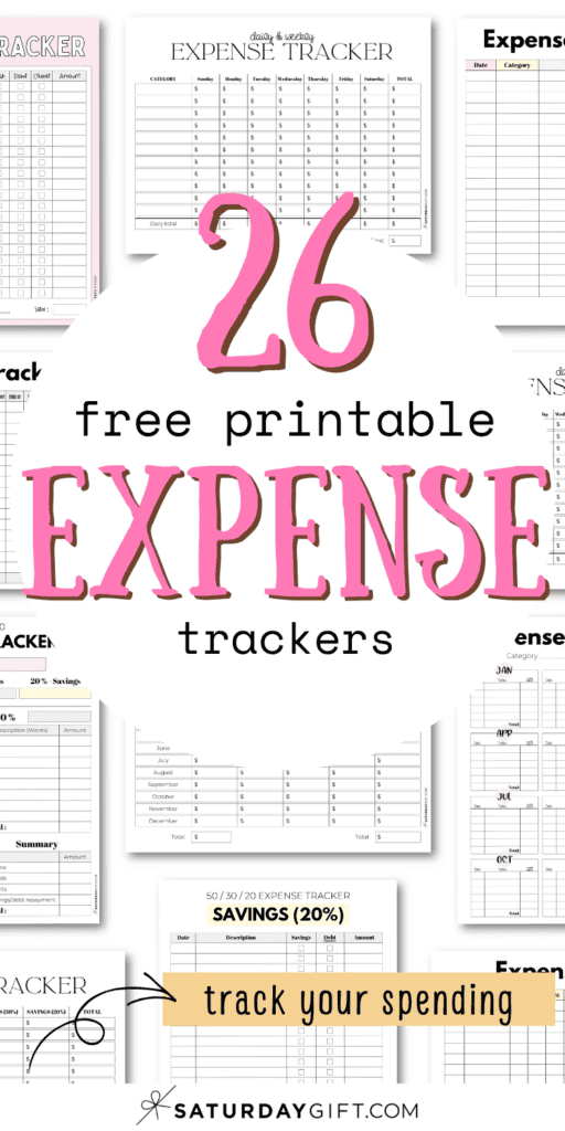 26 Free Printable Expense Trackers | SaturdayGift