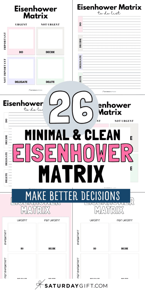 26 Minimal & Clean Eisenhower Matrix | SaturdayGift
